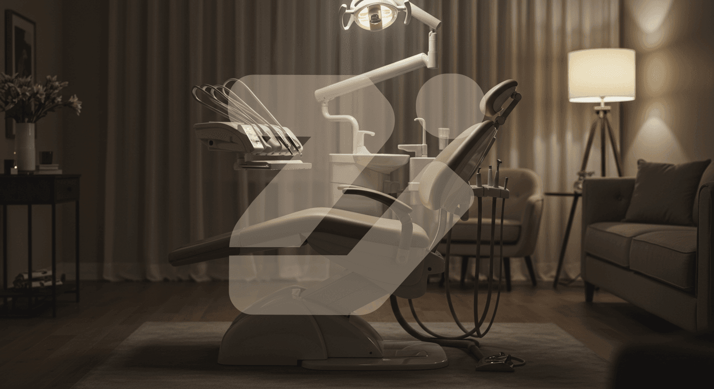 A background image showing a serene dental care environment